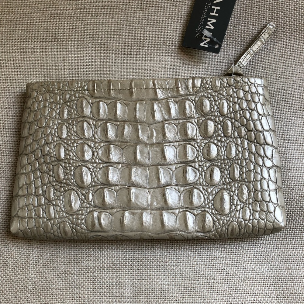 Brahmin Clutch or Cosmetic Bag Melbourne Croc Embossed Oyster NWT - Picture 4 of 8
